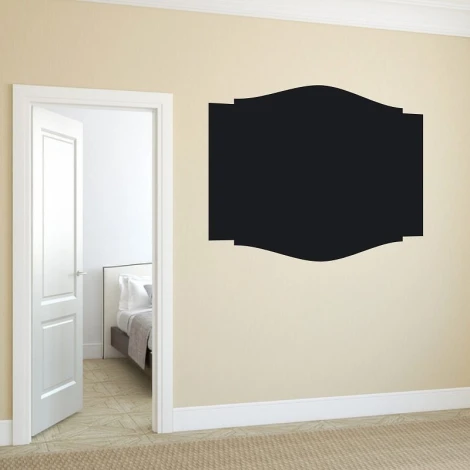 Chalkboard menu sticker 124 - Styled in a room with light walls, simple furniture, and open doors.