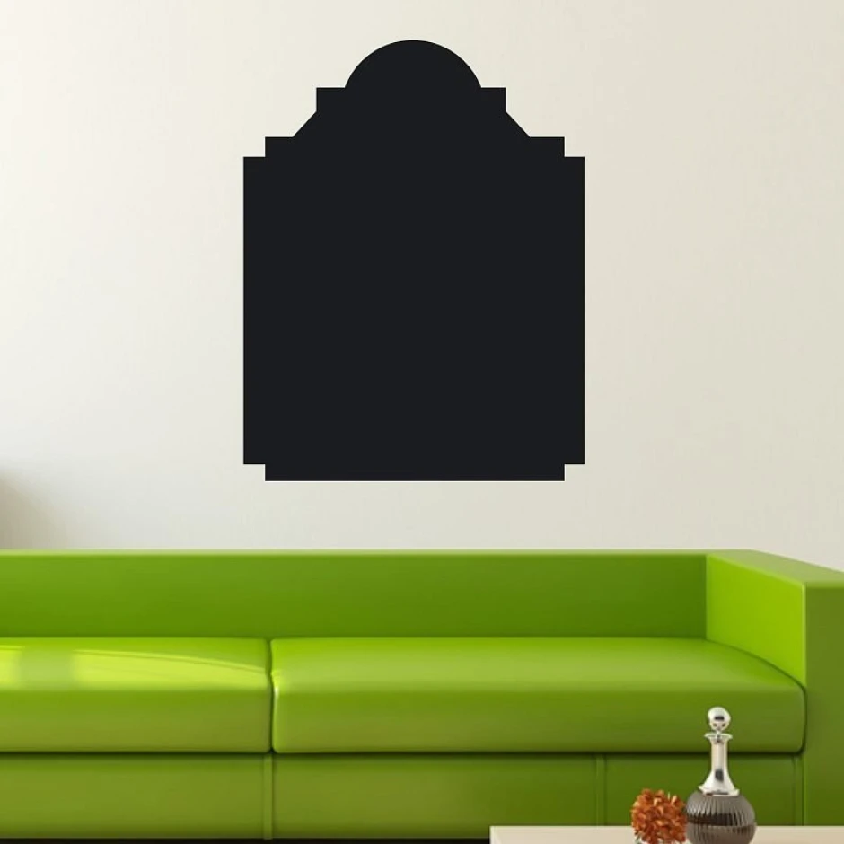 Chalkboard menu sticker 128 - Styled in a bright living room with a green modern sofa.