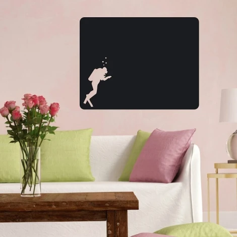 Chalk sticker diver 147 - Living room setup with pink walls and light-colored furniture.
