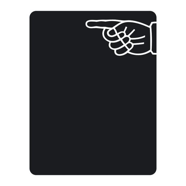 Chalk sticker hand 131 - Graphic design. Hand pointing on a black background with a rectangular shape.