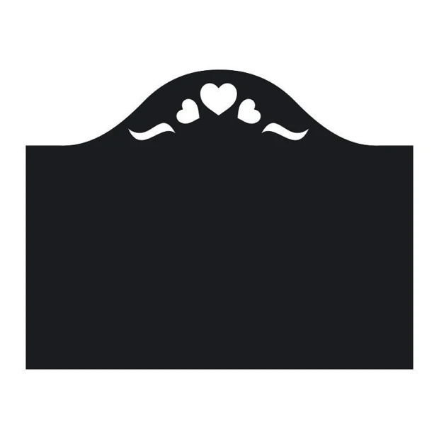 Chalk sticker with hearts 126 - Rectangular shape with wavy top edge and heart designs.