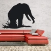 Chalk elephant sticker 139 - Living room decor. Light-colored walls, modern red sofa.