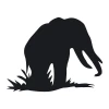 Chalk sticker elephant 139 - Graphic design. Elephant silhouette with grass at the bottom.
