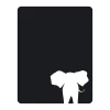 Chalk sticker elephant 141 - Graphic design featuring a white elephant silhouette on a black background.