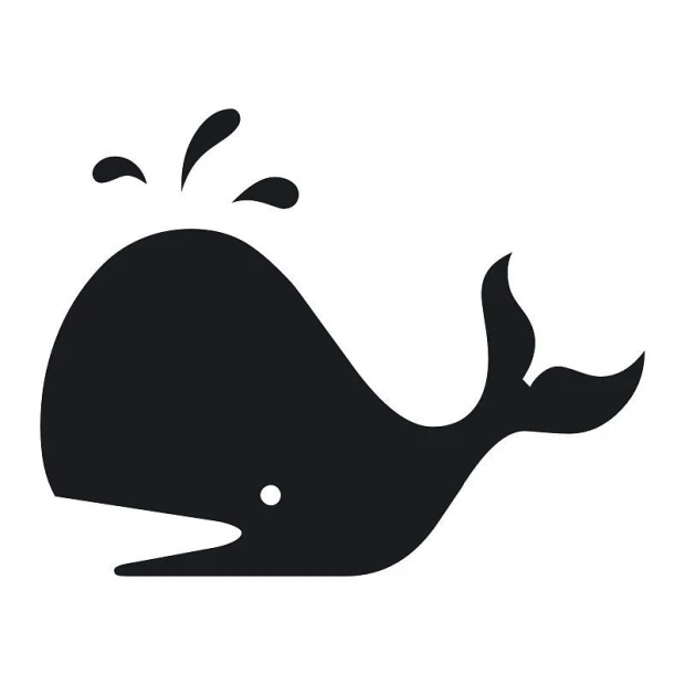 Chalk sticker whale 137 - Graphic design. Black whale with a wave and a white eye.