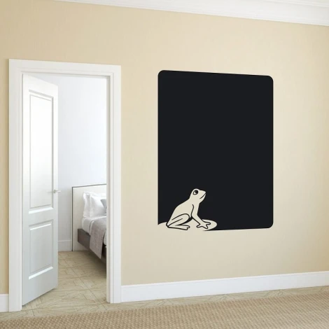 Chalk sticker frog 145 - Room decor. Light-colored wall with a black frog sticker.