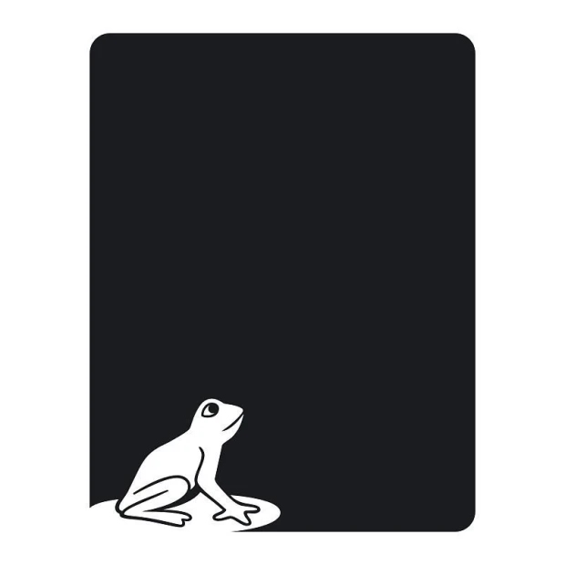 Chalk sticker frog 145 - Graphic design featuring a white frog on a black background.