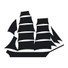 Chalkboard sticker sailboat 133 - Black sailboat with multiple sails and detailed hull design.