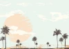 Dry-erase board 01X 088 palm trees - Graphic design featuring palm trees against a large sun and clouds.