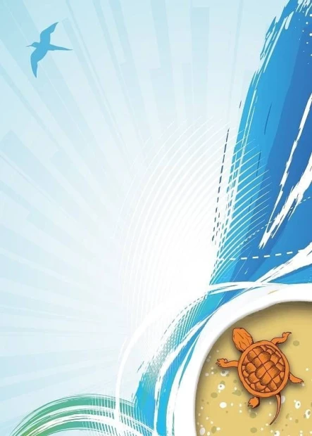 Dry-erase board 01X 090 turtle - Graphic design featuring a turtle against wavy lines and a blue sky.