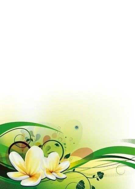 Dry-erase board 01X 091 flower - Graphic design with two yellow flowers on a green background with wavy lines and dots.