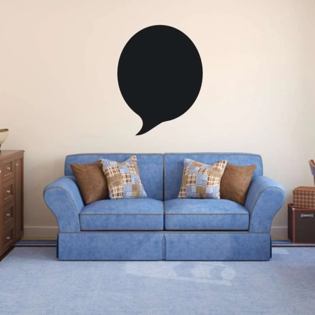 Chalk sticker smoke 167 - Living room setup with light walls and a blue sofa with cushions.