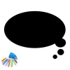 Chalk sticker smoke 174 - Black cloud with a round bubble and colorful chalks in the corner.
