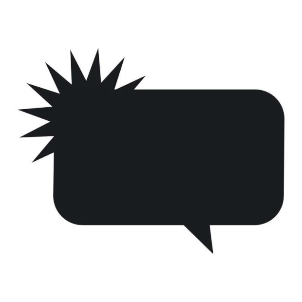 Chalk sticker speech bubble 172 - Graphic design with a clear outline and jagged end.