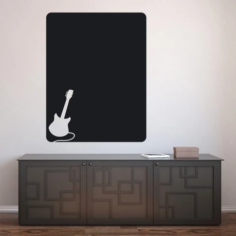 Chalkboard guitar sticker 159 - Room decor with light-colored walls and gray furniture.