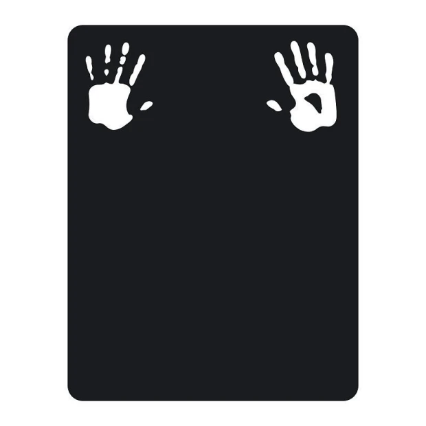 Chalk sticker handprint 161 - Graphic design. Two white handprints on a black background.