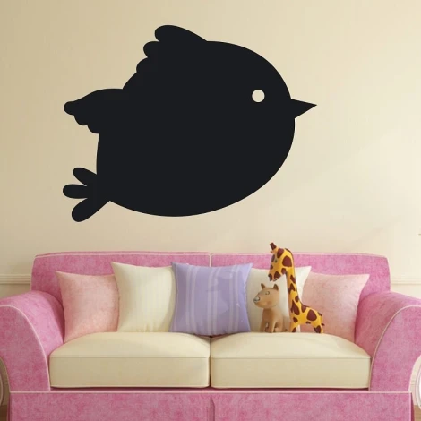 Chalk sticker bird 158 - Decor for a child\'s room. Light-colored walls, furniture in shades of pink.