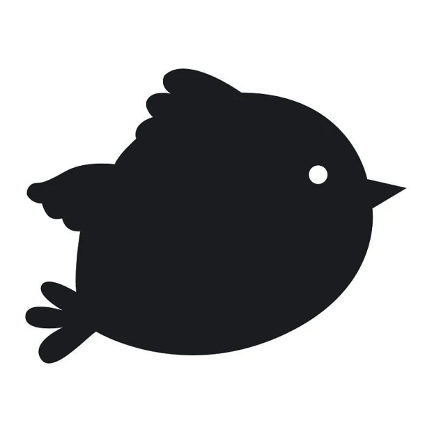 Chalk sticker bird 158 - Features a round bird design with a small beak and oval shape.