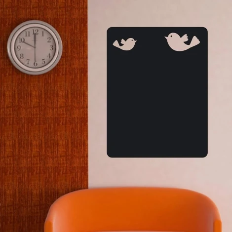 Chalk sticker with birds 162 - Graphic design featuring two birds at the top on a black background.