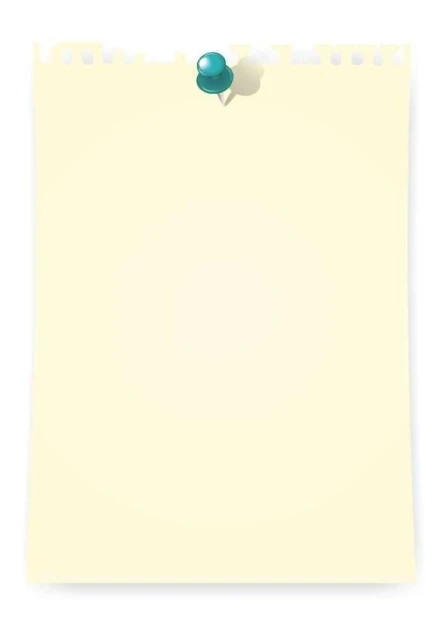 Dry-erase board 01X 112 sheet - Graphic design. Blank sheet with slightly torn edges and a pushpin at the top.