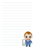 Dry-erase board notebook 028 - Graphic design. Features an illustration of a suited figure on a white background.