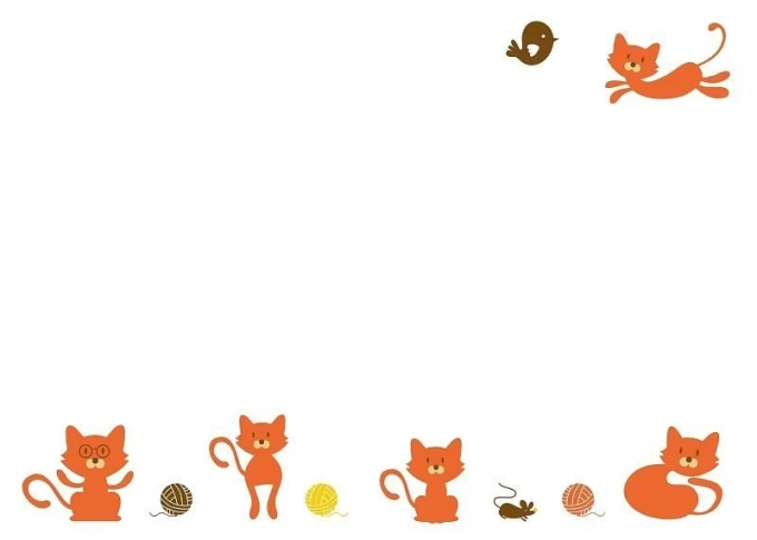 Dry-erase board 118 cats - Graphic design with colorful cats, yarn balls, and a mouse on a white background.