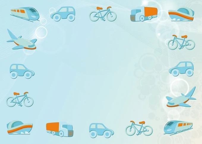 Dry-erase board 123 vehicles - Graphic design featuring various vehicles on a blue background.