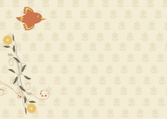 Dry-erase board 124 bird - Graphic design with a bird and floral motifs on a light background.