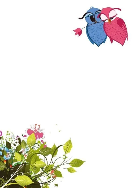 Dry-erase board 127 with owls - Graphic design featuring blue and pink owls on a white background surrounded by leaves.