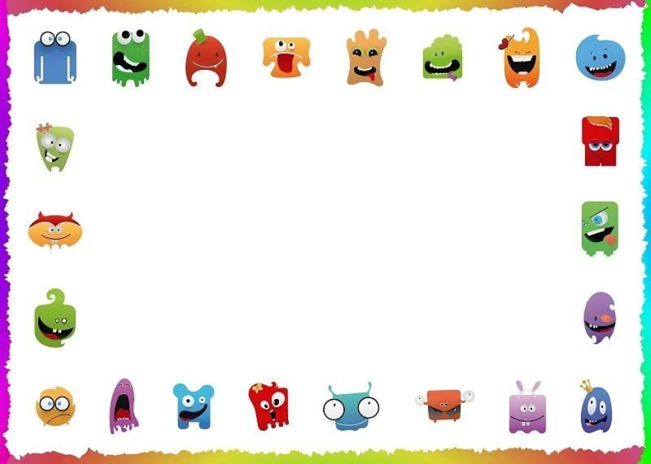 Dry-erase board 138 with cheerful monsters - Colorful monsters on a white background in a fun design.