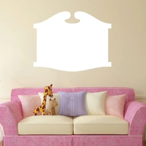 Dry-erase board 125 - Decor in a child\'s room. Light-colored walls, pink sofa with cushions.