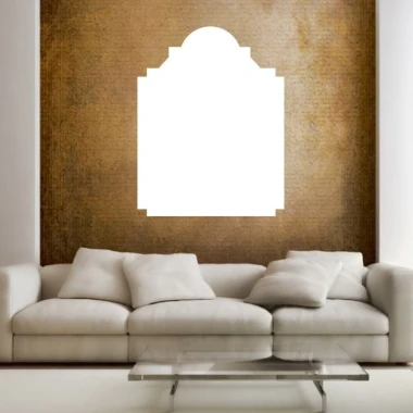 Dry-erase board 128 - Living room setup. Brown walls, light sofa with cushions.