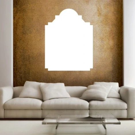 Dry-erase board 128 - Living room setup. Brown walls, light sofa with cushions.