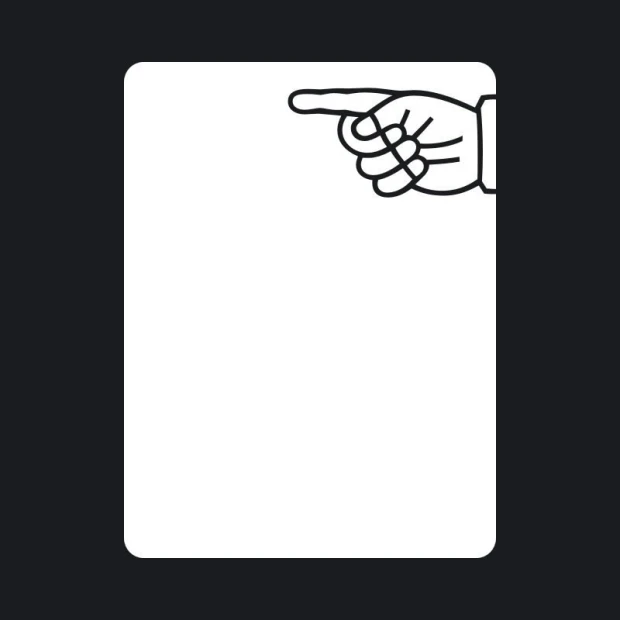 Dry-erase board hand 130 - Graphic design featuring a hand pointing right on a white background.