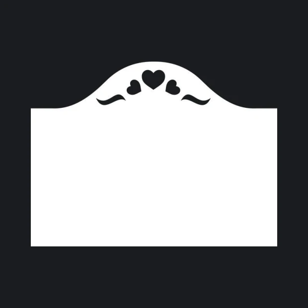 Heart-patterned rectangular whiteboard with rounded edges and hearts at the top.