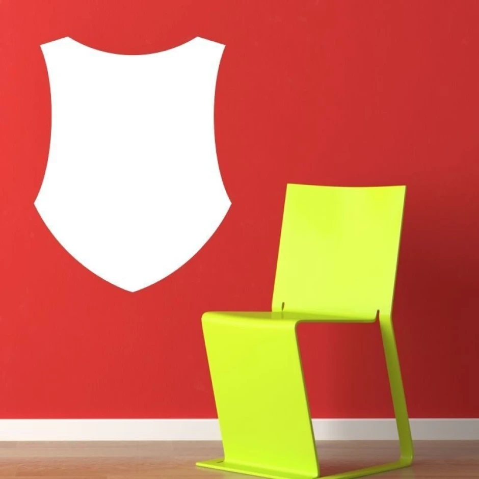 Dry-erase board 127 - Room setup with red walls and a green chair.