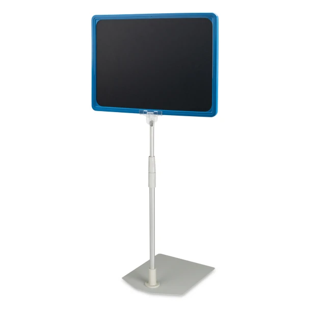 Chalkboard in a frame with a telescopic stand, sizes A3, A4, A5 - Office arrangement with light-colored walls, minimalist style.