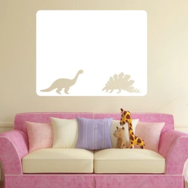 Dinosaur dry-erase board 148 - Living room setup with light-colored walls and a pink sofa.