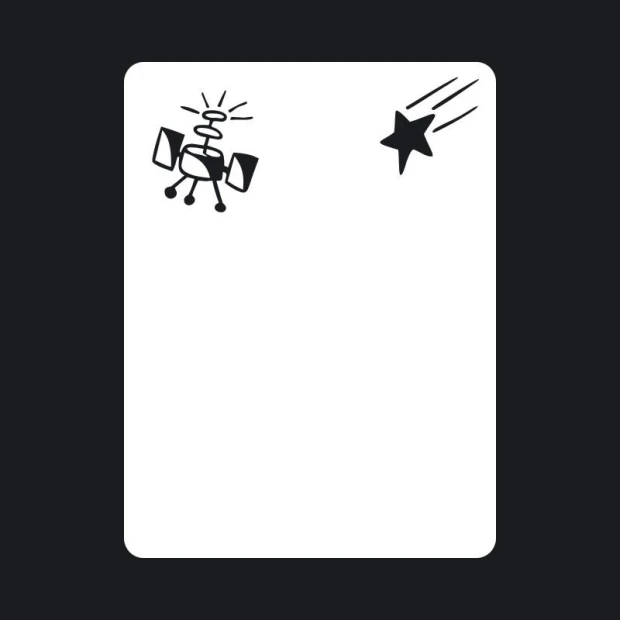 Dry-erase board cosmos 152 - Graphic design featuring a spaceship and falling stars on a white background.