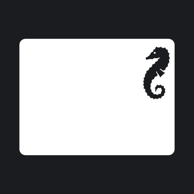 Dry-erase board with a seahorse design. Features a black outline of a seahorse on a white background.