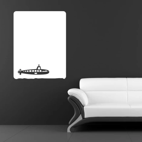 Submarine dry-erase board 132 - Styled in a modern room with dark walls and white furniture.