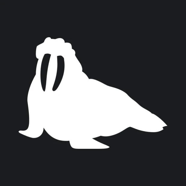 Morse dry-erase board 135 - Graphic design featuring a white walrus on a black background.