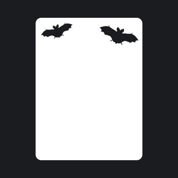 Bat-themed whiteboard 146 - Features two black bats in the top corners on a white background.