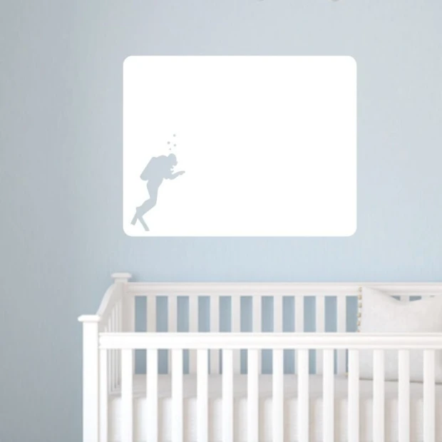 Dry-erase board diver 147 - Decor in a child\'s room. Light-colored walls, white furniture.