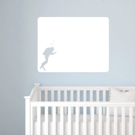 Dry-erase board diver 147 - Decor in a child\'s room. Light-colored walls, white furniture.