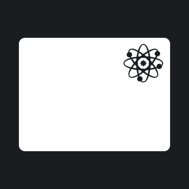 White dry-erase board for learning 150 - Graphic design with black atom symbol in the corner.