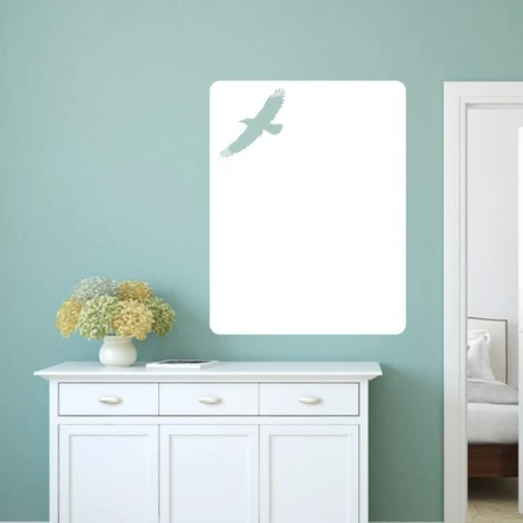 Eagle dry-erase board 153 - Styled in a room with green walls and white furniture.