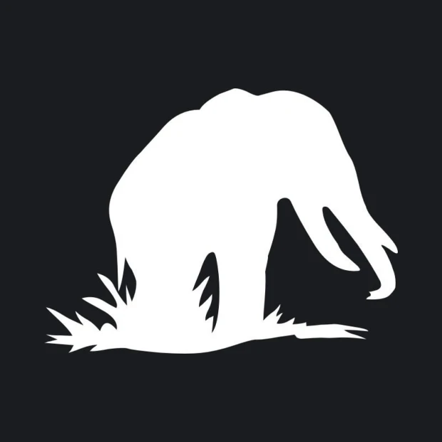Dry-erase board elephant 139 - Graphic design featuring a white elephant silhouette on a black background.