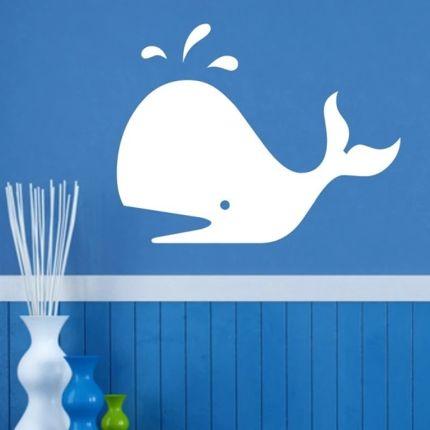 Whale dry-erase board 137 - Decorated in a blue children\'s room with matching floor tones.