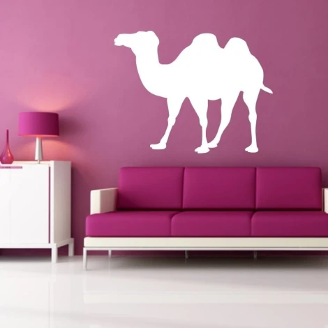 Camel dry-erase board 140 - Living room setup with purple walls and white and pink furniture.